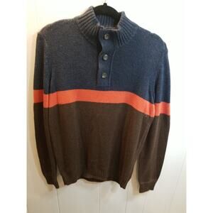 American Eagle Mens Seriously Soft Color Block 1/4 Button Pullover Sweater SMALL